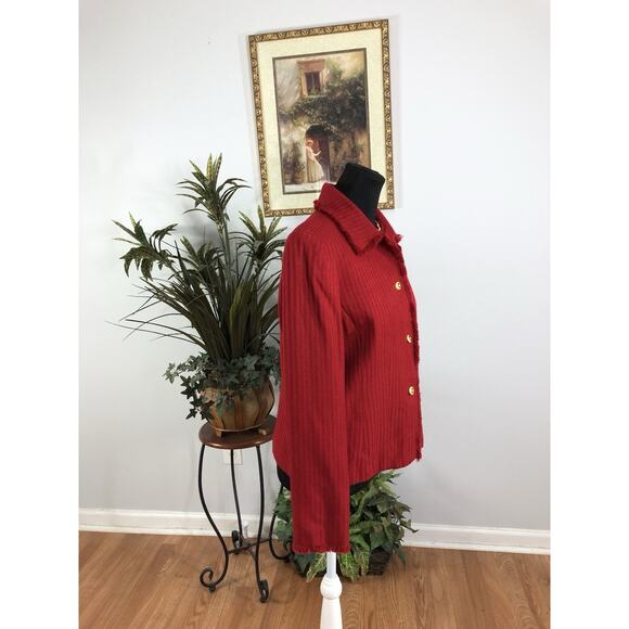 Emma James Women 8 Jacket Split Long Sleeve 3 Open Button Red Office Siren - Picture 3 of 9